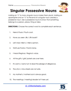 Possessive Nouns Worksheets - 15 Worksheets.com