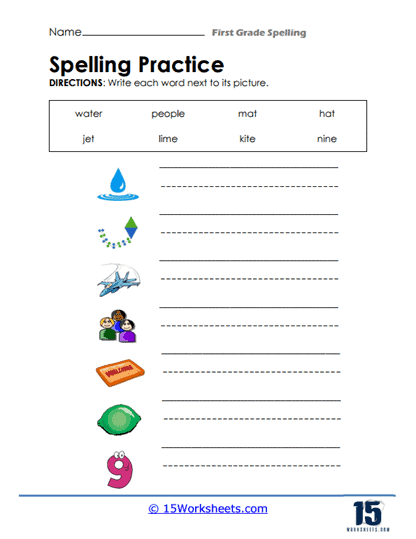 1st Grade Spelling Practice Worksheet