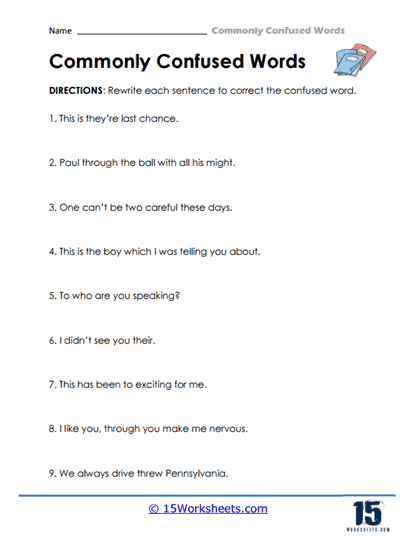 Commonly Confused Words Worksheets - 15 Worksheets.com