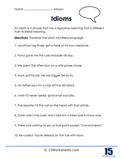 Idiom Worksheets-15  Idioms, Worksheets, Idioms posters