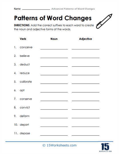 Patterns of Word Changes #3