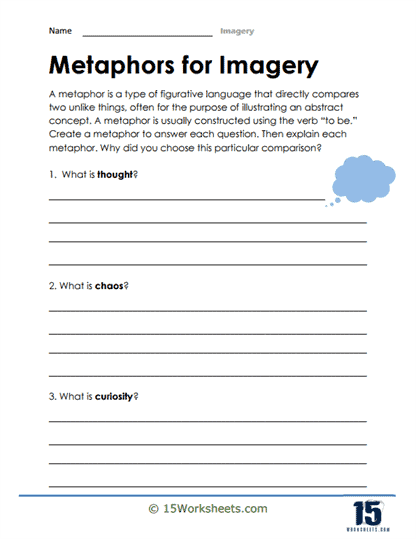 Metaphors For Imagery Worksheet