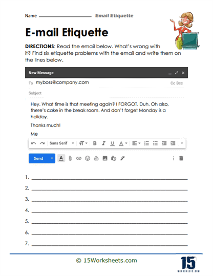 Email Etiquette Worksheets - 15 Worksheets.com