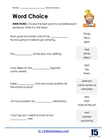 Word Choice Worksheets