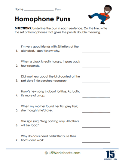 Homophone Puns Worksheet