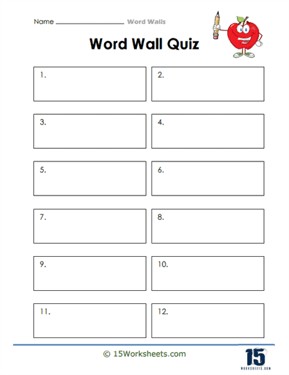 blank word wall worksheet