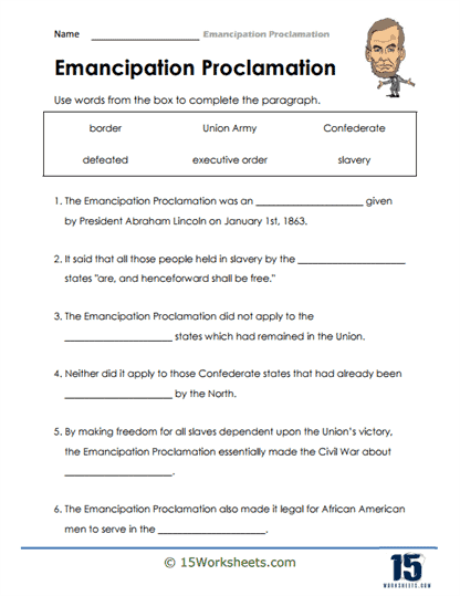 Emancipation Proclamation Vocabulary