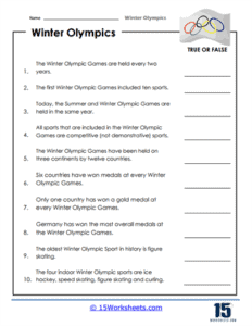 Winter Olympics Worksheets - 15 Worksheets.com