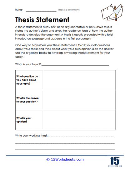 thesis worksheet