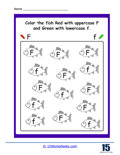 Red and Green Fish Worksheet