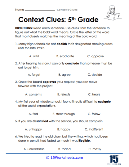 Context Clues Worksheets 15 Worksheets com