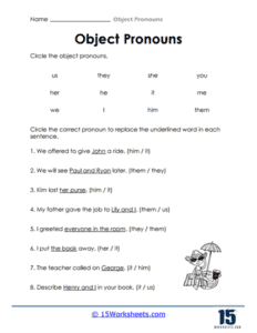 Object Pronouns Worksheets - 15 Worksheets.com