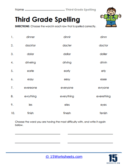 Proper Spelling Worksheet
