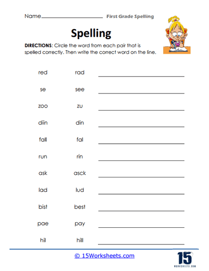 Circle and Write Spelling Worksheet