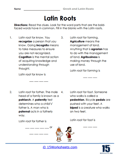 Greek and Latin Root Worksheets