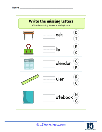 Letter Match Class Objects Worksheet