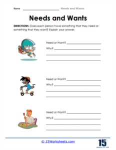 Needs and Wants Worksheets - 15 Worksheets.com