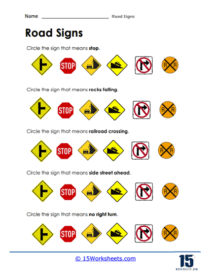 Road Signs Worksheets 15 Worksheets