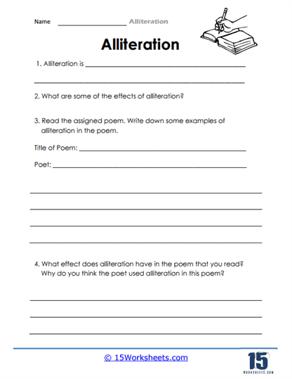 Alliteration Deep Dive Worksheet