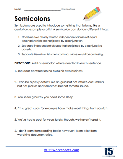 Semicolons #5