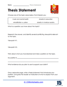 Thesis Statements Worksheets - 15 Worksheets.com