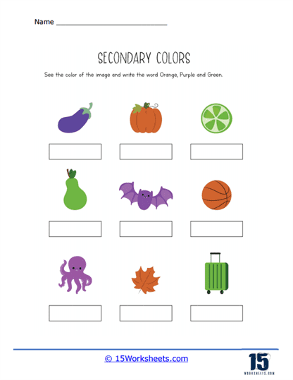Label the Secondary Colors Worksheet