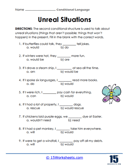 Conditional Language Worksheets
