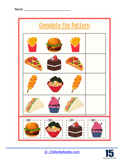 Junk Food Patterns Worksheet