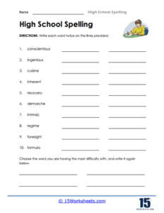 High School Spelling Worksheets - 15 Worksheets.com