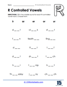 R Controlled Vowels Worksheets - 15 Worksheets.com