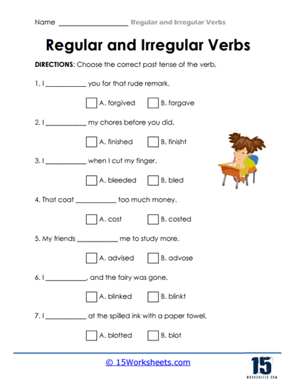 Regular and Irregular Verb Worksheets