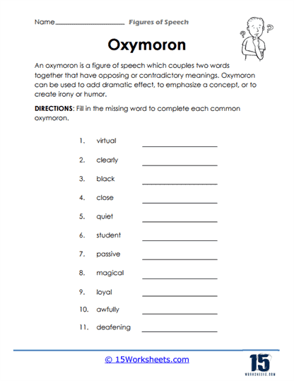 Oxymoron Worksheet