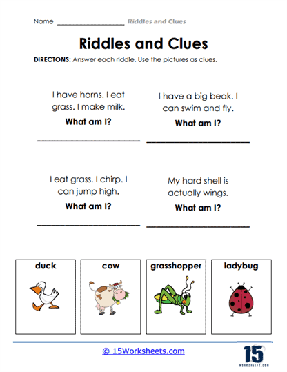 Riddles and Clues Worksheets