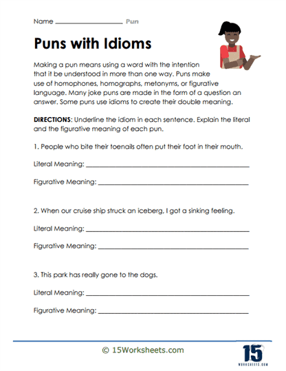 Puns With Idioms Worksheet