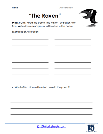 The Raven Worksheet