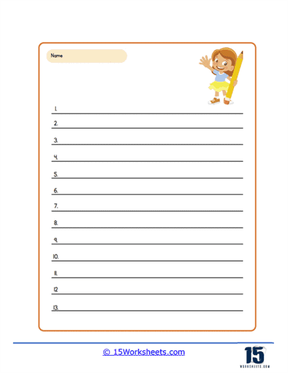 Friendly Letter Form (elementary) Writing Paper I