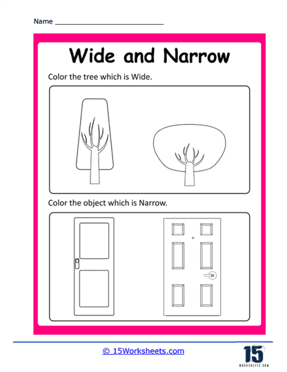 Coloring Wide and Narrow Worksheet