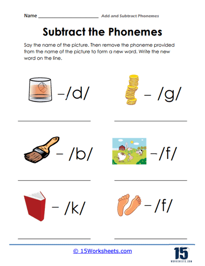 Add and Subtract Phonemes Worksheets - 15 Worksheets.com