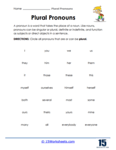 Plural Pronouns Worksheets - 15 Worksheets.com