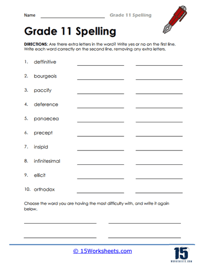 Extra Letters Worksheet