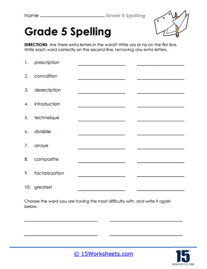 5th Grade Spelling Words Worksheets - 15 Worksheets.com