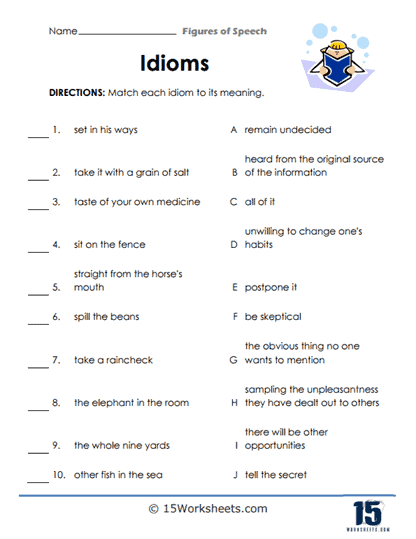 Idiom Worksheets-15  Idioms, Worksheets, Idioms posters