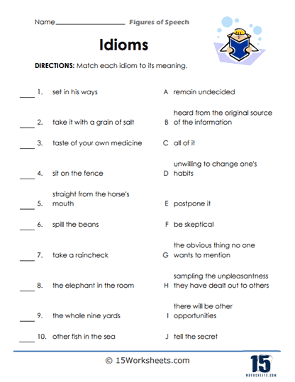 Matching Meaning Worksheet