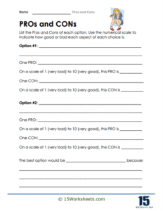 Pros and Cons Worksheets 15 Worksheets com Pros and Cons Worksheets 15 Worksheets com