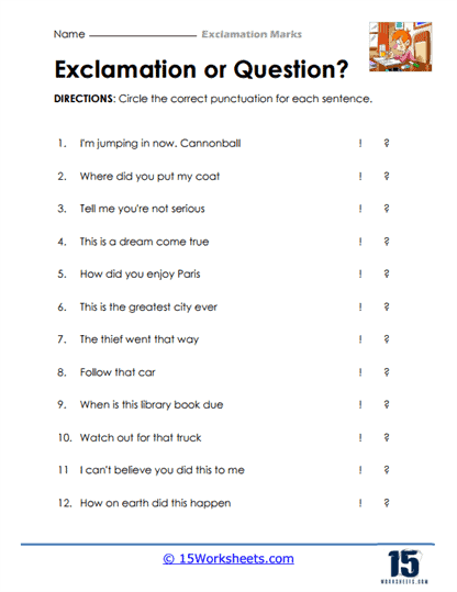 Exclamations Worksheets - 15 Worksheets.com