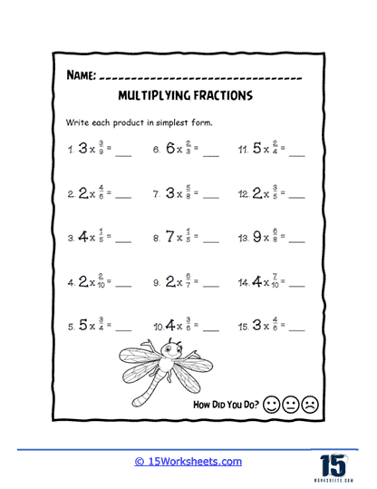 Whole Numbers and Fractions Worksheet