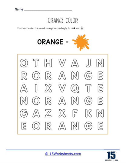 Orange Word Find Worksheet