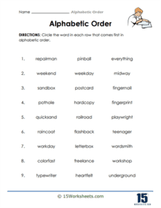 Alphabetic Order Worksheets - 15 Worksheets.com