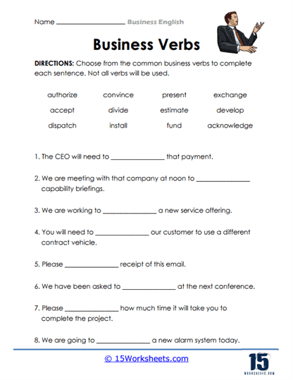 Business Verbs Selection