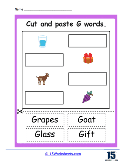 G Word Cut and Paste Worksheet